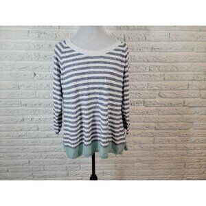 Caribbean Joe Womens Top Extra Large XL 3/4 Sleeve Cotton Casual STR208E